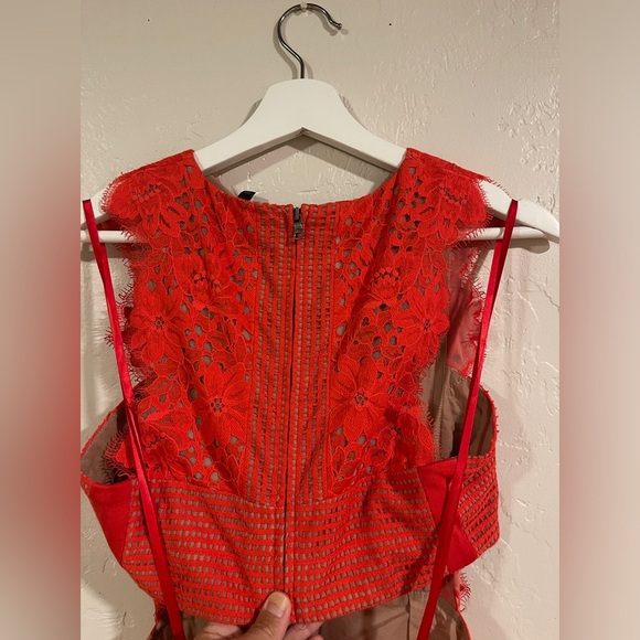 Maxazaria dress in a beautiful late summer/early fall, dark shade of coral. - Picture 4 of 5